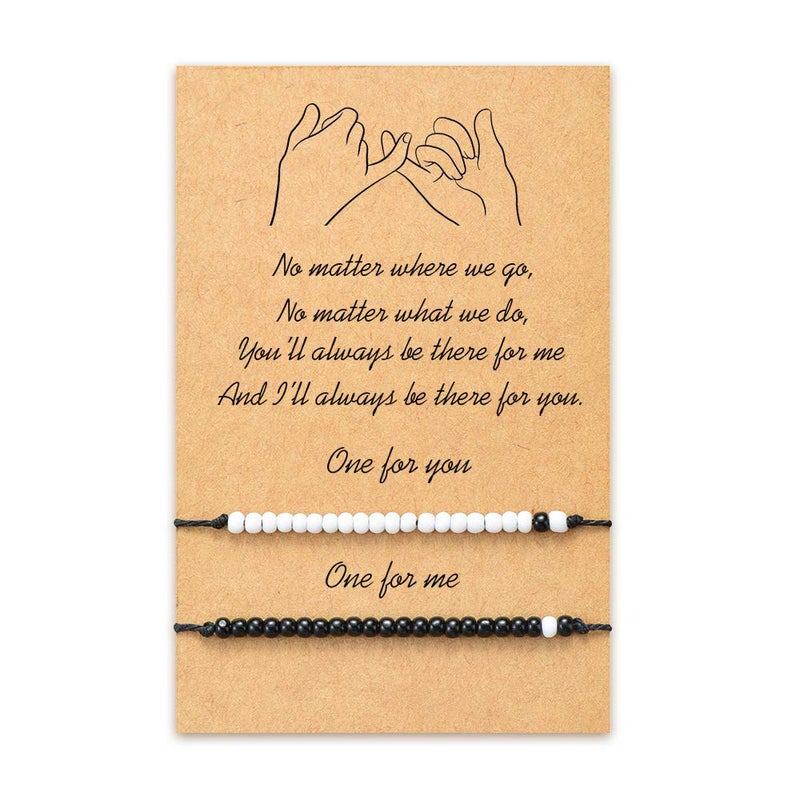 MANVEN Gifts for Him Husband friend Relationship Distance Matching Bracelets for Couples Gifts Best Friends His and Hers Pinky Promise Bracelet for Teens Women Mens - Image 1